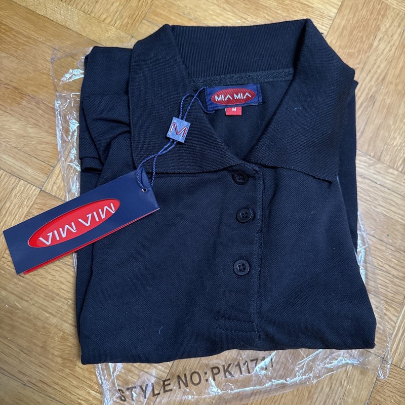 NWT Mia Mia Teen Girl Black Polo Shirt Short Sleeve, Classic Fit Size M