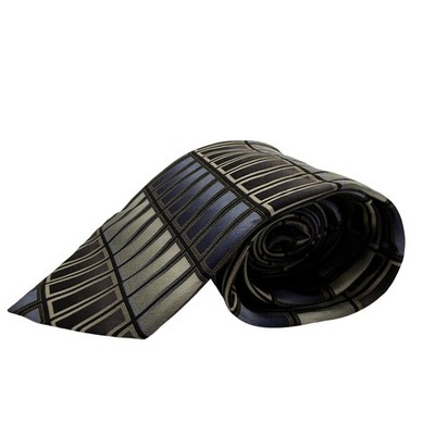 Covington Silk Geometric Pattern Men's Tie Blue Grey Black