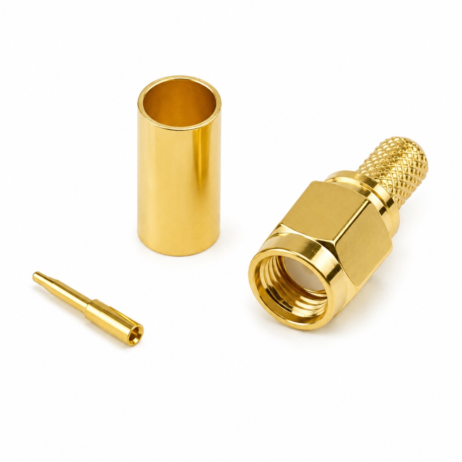 SMA Male Crimp Connector RG58 CLF200 RF Coax Cable Plug Adapter - Gold Plated