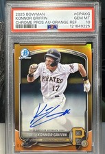 2025 Bowman Chrome Prospect Konnor Griffin Orange Auto CPA-KG 4/25 Pirates PSA10