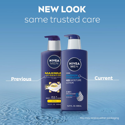 NIVEA MEN Maximum Hydration 48-Hour Moisture Body Lotion for Dry Skin 16.9 Fl Oz