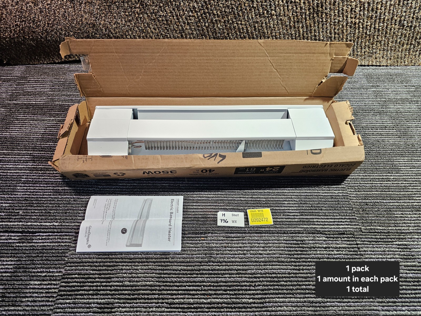 Cadet 2F350W F Series 24" Electric Baseboard Heater 1195/895 BTU, 240/208 Volt