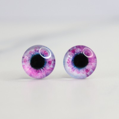 Rosa Auge Ohrringe versilbert Ohrstecker Glas Cabochon Kinder Spaß Neuheit Monster