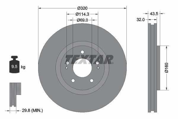 Textar 92169903 Bremsscheibe FüR Mitsubishi-image