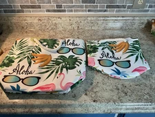 Two Aloha Beach Tote Bags Set 17x14 & 12x11 New Canvas Travel Vacation