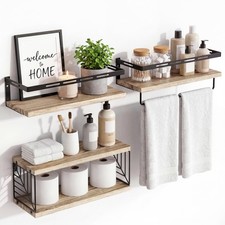 Bathroom Shelves Over Toilet 3 1 Rustic Brown Floating Wall Mounted Storage