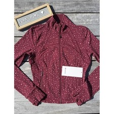 Lululemon Define Cropped Jacket Nulu Heart Scatter Deep Red Pink Size 8 NWT