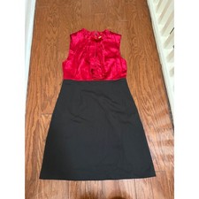 Alice+Olivia Jabot Dress GOSSIP GIRL Waldorf Silk Wool Sleeveless Red Black