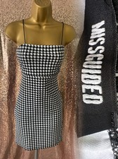MISSGUIDED BLACK/WHITE BODYCON PARTY DRESS  SIZE UK  6 - #9