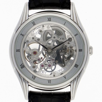 EPOS 3305 Skeleton Round WATCH skeleton SS/leather MN