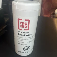 Tru Red TR57654 Whiteboard Dry-Erase Cleaning Wipes 7" x 7", 50/Pk