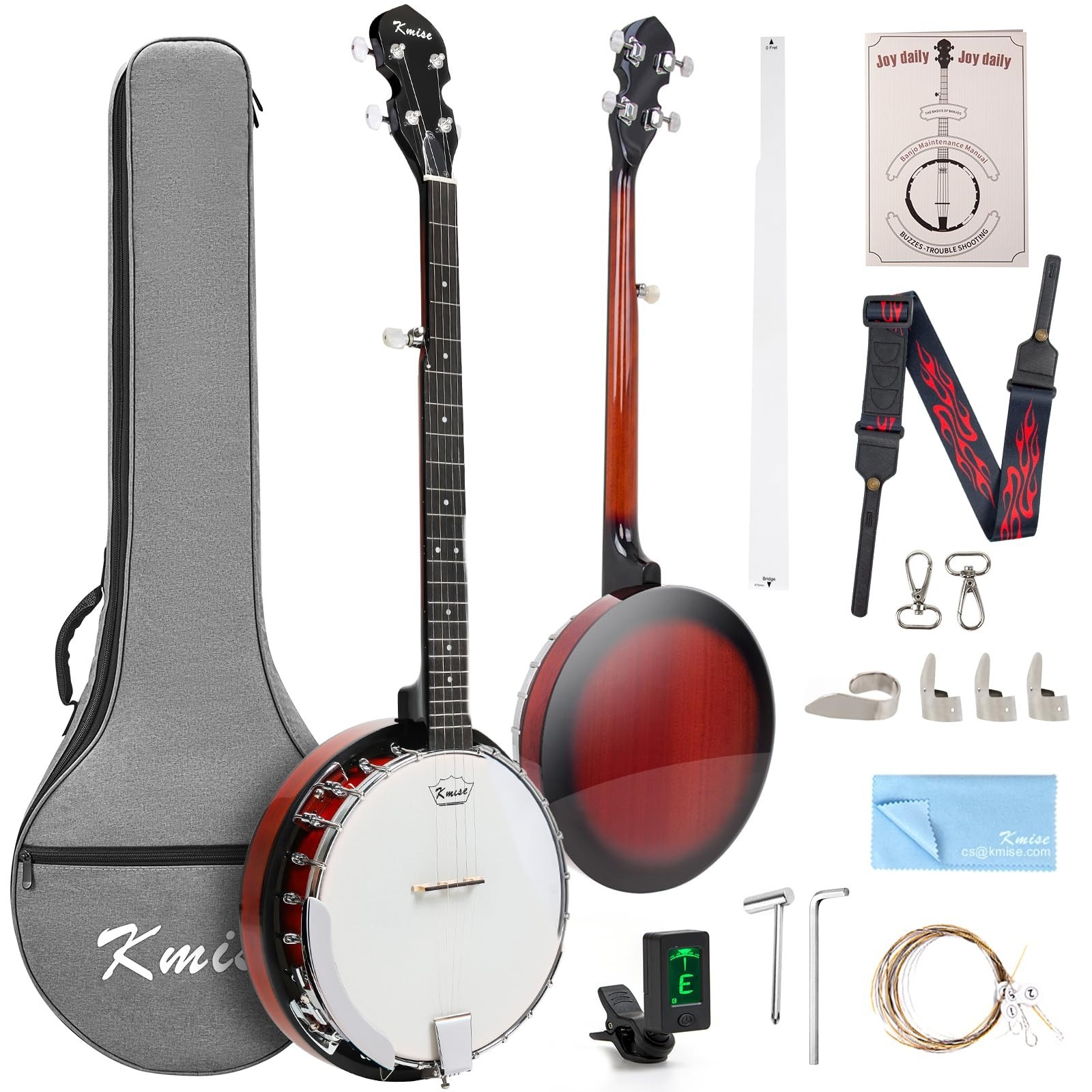 String Banjo Full Size 38 Inch Sapele Wood Resonator Gig Bag Tuner Picks
