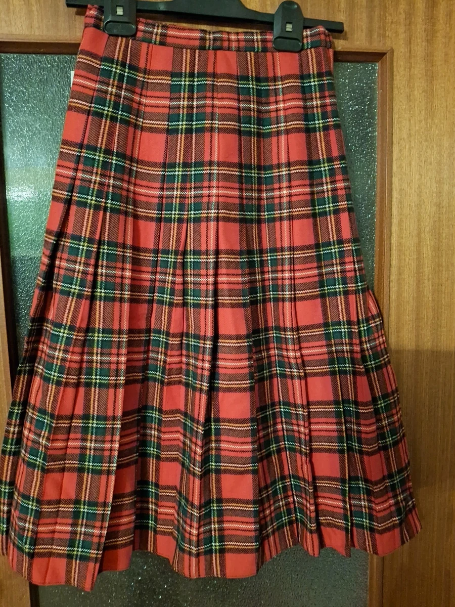 Indian Look Damen Karo-Rock Tartan Plissee – 27 Zoll Länge, Elastisch, Größen 10-26, Rot Elastischer Karorock Größe 10-26
