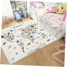 Alfombra infantil con mapa del mundo, alfombra de animales para dormitorio,