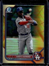 2022 Bowman Chrome Eddys Leonard Prospects Yellow/Orange Vapor Refractor #/75