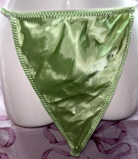 VTG Second Skin Sz 3X Victoria s Secret Pantie String Bikini Green Satin Wet