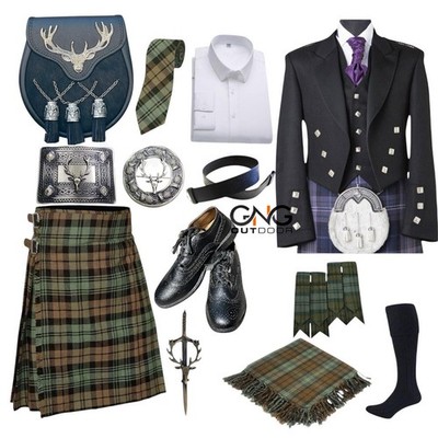 Herren Schottische Hochzeit Kilt Outfit Prince Charlie Jacke 13 Teile
