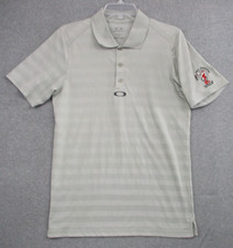 Oakley Hydrolix Sport Golf Polo Shirt Men's Small Gray Striped Stretch