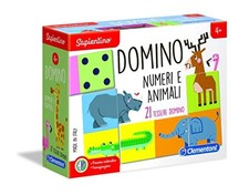 (TG. 23 cm x 18 cm x 7 cm) Clementoni Sapientino Domino Numeri e Animali, Gioco 