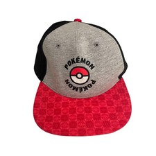 Pokemon Hat Boy's Youth One Size Gray Logo Poke Ball Snap Back Cap 2022