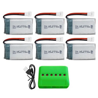 sea jump 6PCS 3.7V 800mAh 25C Lipo Battery with Molex Plug and 6in1 Charger... 
