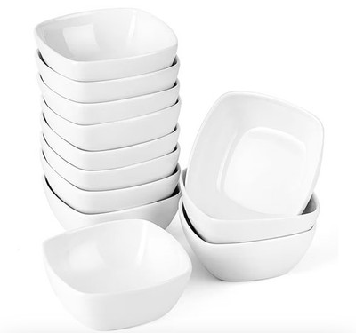 MALACASA 5 oz Porcelain Dip Bowls Set, 12 Pack Small Ramekins, Dipping Sauce Dis