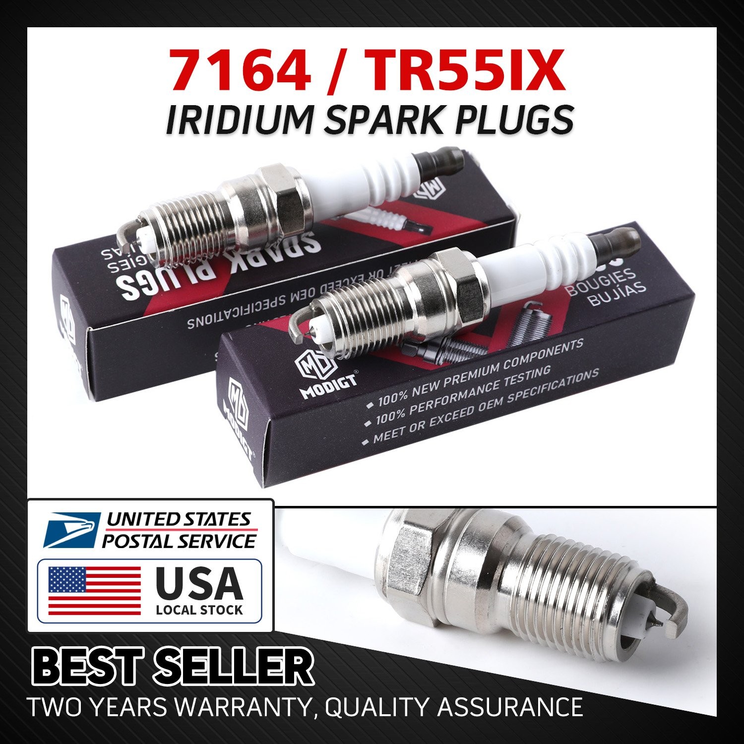 Set of 4 NEW Fit For NGK 7164 TR55IX Spark Plug-Modigt Iridium Allow OEM Quality
