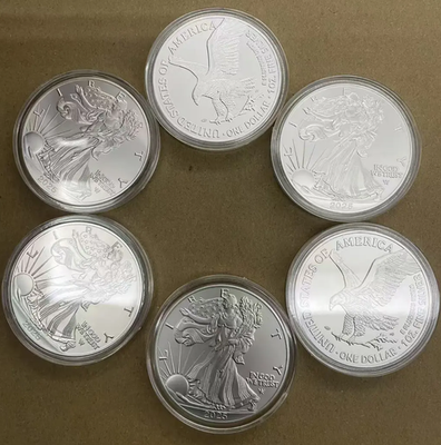 #ad #ad 2025 lot 5 American Si*lver Eagle 1 Troy Oz .999 Fine Si*lver Coin $63.50