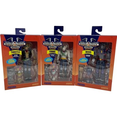 Lot of 3 Biker Mice From Mars THROTTLE VINNIE MODO Action Figures Complete NIP