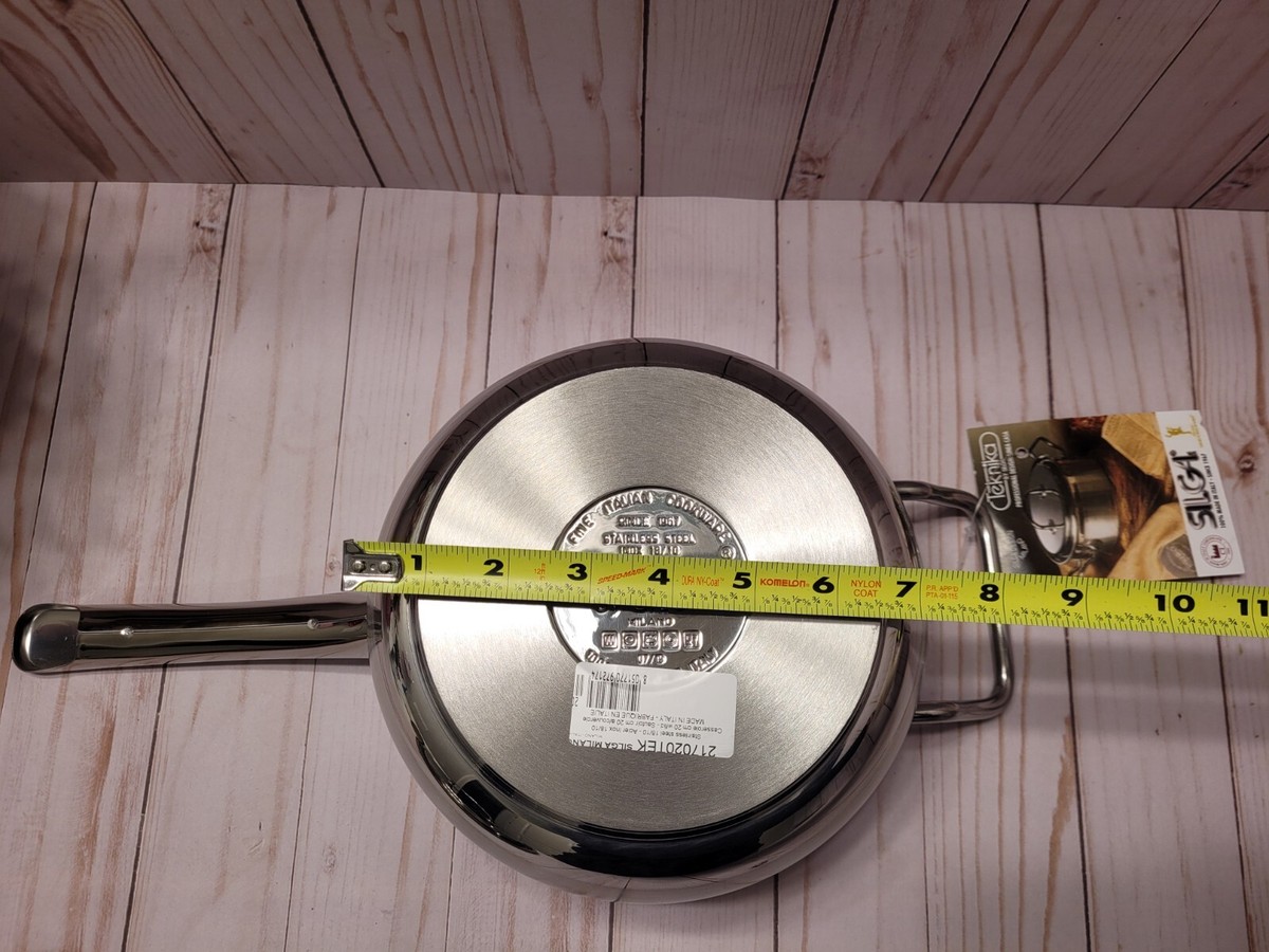 Casserole Basse Silga Teknika 3,15 Qt En Inox 18/10 – Fabriquée En Italie, Avec Couvercle