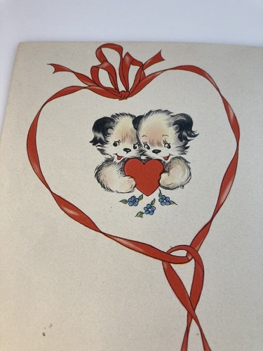 Biglietto A-Meri-Card San Valentino Cucciolo Cani Usato Vintage USATO - Foto 3 di 5