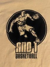 VTG  Y2K AND 1 Yellow Gold Long Sleeve Basketball T Shirt Streetwear Mens Sz M