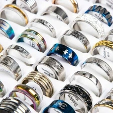 100Pcs Wholesale Colorful Crystal Mixed Rings Bulk Finger Band Ring Jewelry Lot