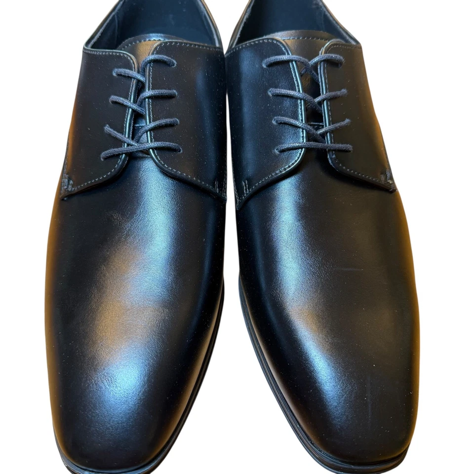 Zapatos de vestir Oxford Perry Ellis Portfolio de cuero negro talla 9,5 nuevos en caja Foto 3 de 4