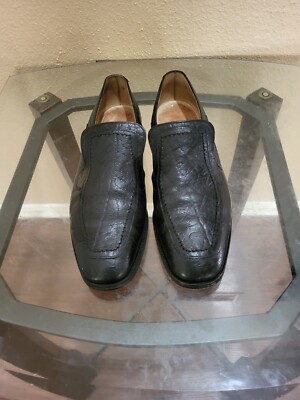 Stuart Mc Guire Men's  Black Vintage Sharkskin Shoes.size 41.00,England 
