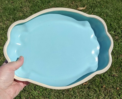 Poppytrail by Metlock Serving Platter ~11x9 Aqua Blue Color USA OCT21 - Picture 9 of 12