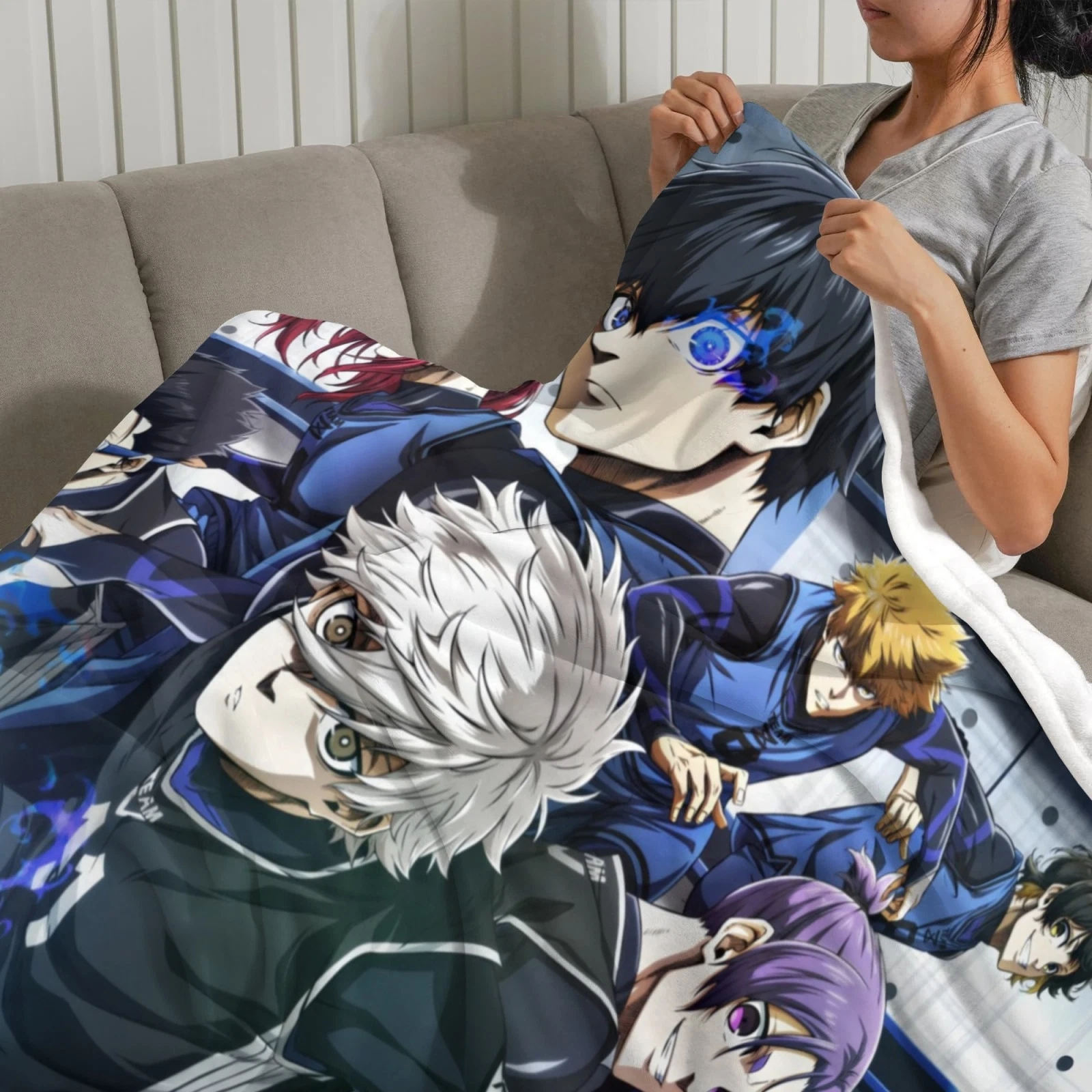 Blue Lock Fleece Blanket for Bed Sofa Office