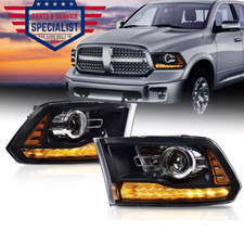 CONVIENT POUR 09-2018 DODGE RAM 1500 2500 3500 PHARES PROJECTEUR NOIR AVEC LED D