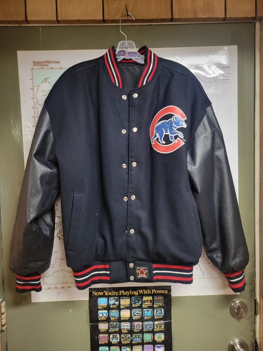 Vintage JH Design Chicago Cubs Reversible Logo Letterman's Jacket