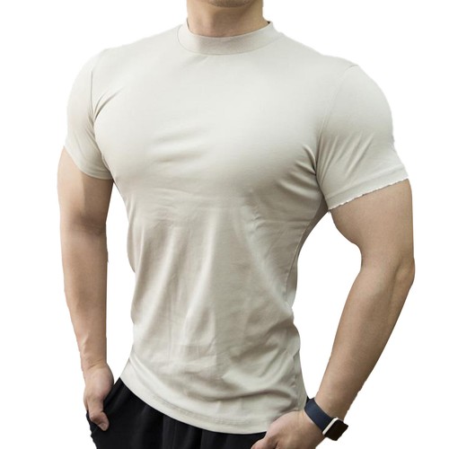 Hombres Mangas Cortas Camiseta Atlética Cuello de Tortuga Prenda para el torso Calce Ajustado Camiseta Interior Ropa Informal - Imagen 10 de 38