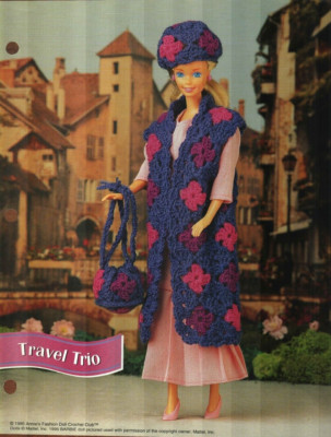 NEW TRAVEL TRIO SCARVES & HATS FASHION DOLL ANNIE'S CROCHET PATTERN INSTRUCTIONS