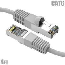 4FT Cat6 RJ45 LAN Network Ethernet Router SSTP Shielded Patch Cable 26AWG Gray
