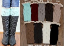 Lace Knitted Leg Warmer ..with button. lot of 2 pairs...asst color..asst style