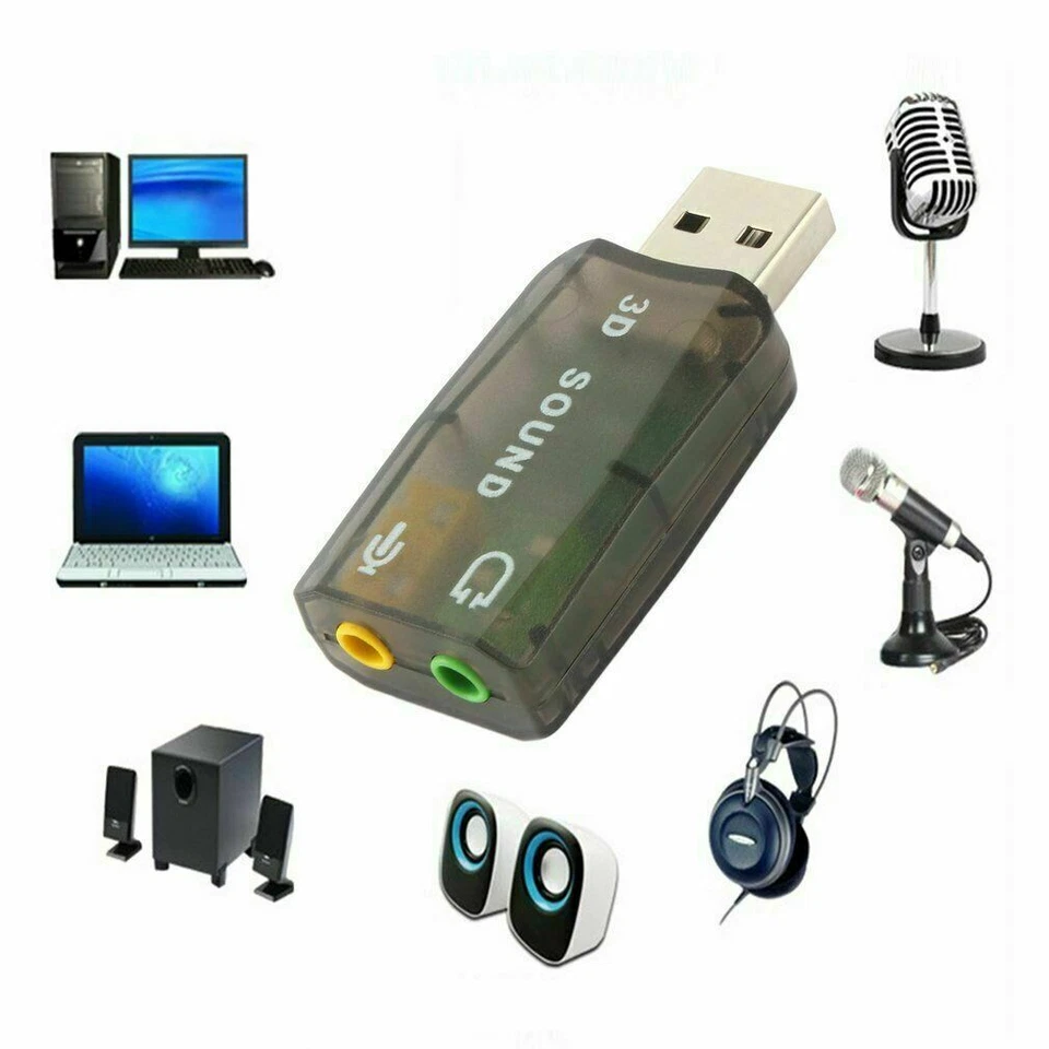 5.1USB to 3.5mm mic headphone Jack Stereo Headset 3D Sound Card Audio Adapter PC - Image 3 of 4