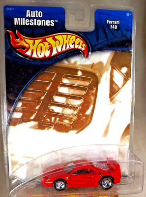 2001 Hot Wheels Auto Milestones FERRARI F40 Red w/Chrome 5 Spoke