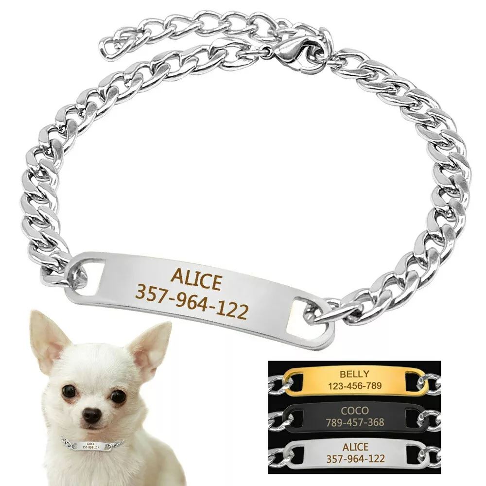 Custom Personalized Dog Chain Collar for Small Dogs Engraved ID