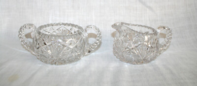 Vintage American Brilliant (ABP) Cut Glass Sugar and Creamer Lot