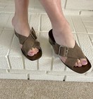 New BOEMOS-made Italy-Open Toe Brown Suede-Criss Cross-block Heel-Sz.7.5/38 — photo 7