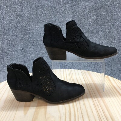 Fergalicious Fergie Boots Womens 8M Betrayal Cut Out Bootie Black Faux Leather