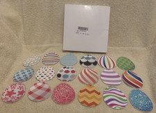 18 Pc Flat Painted Wood EASTER EGG Ornaments 3x2 - EUC